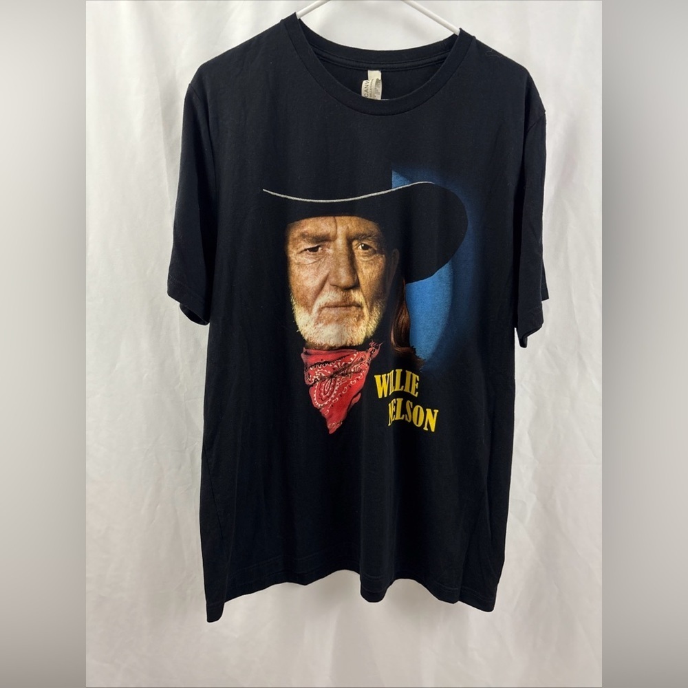 Black Short Sleeve Graphic Tee with Portrait Print